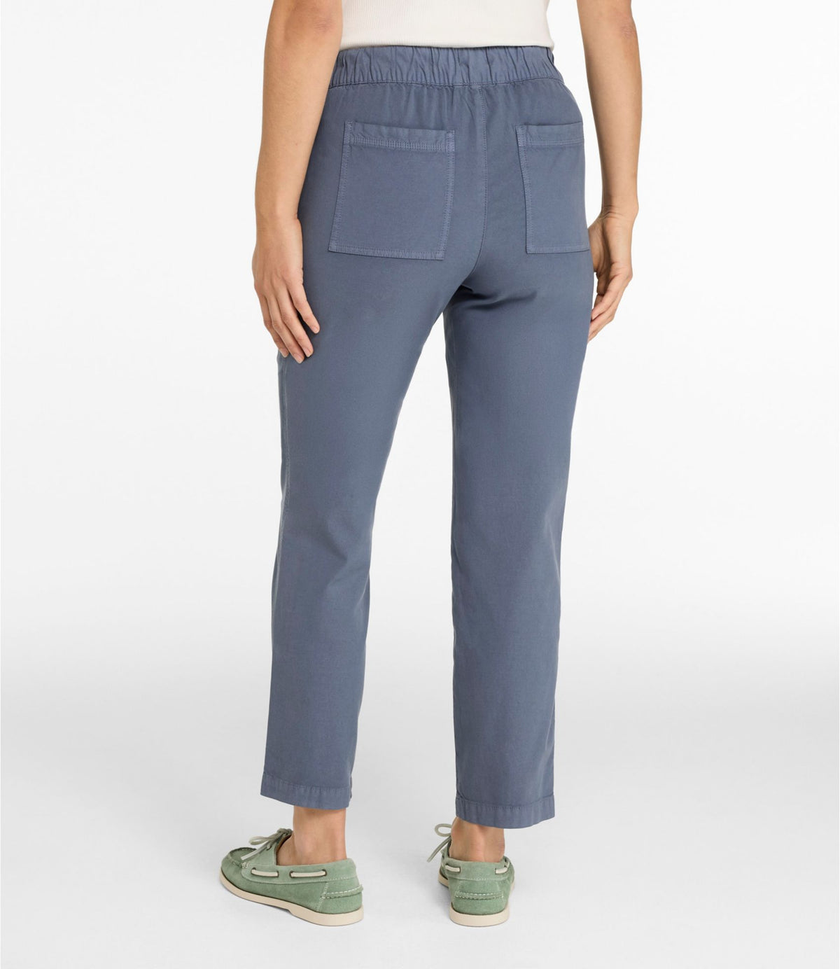 L.L.Bean Women's Sunwashed Cotton-Blend Pull-On Pants, Mid-Rise Ankle Dark Cocoa