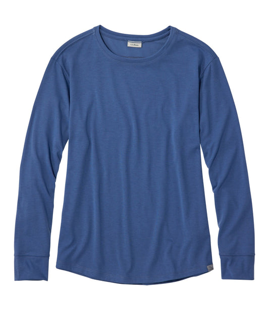 L.L.Bean Women's Mountainside Crewneck Tee, Long-Sleeve Deep Blue
