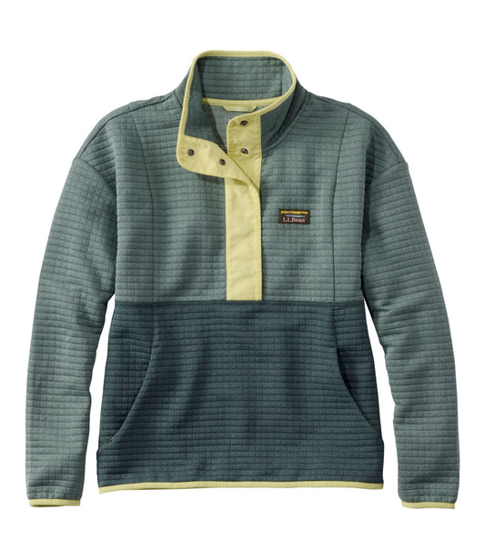 L.L.Bean Women's Airlight Grid Pullover, Colorblock Faded Sage/Deep Sea Green Heather