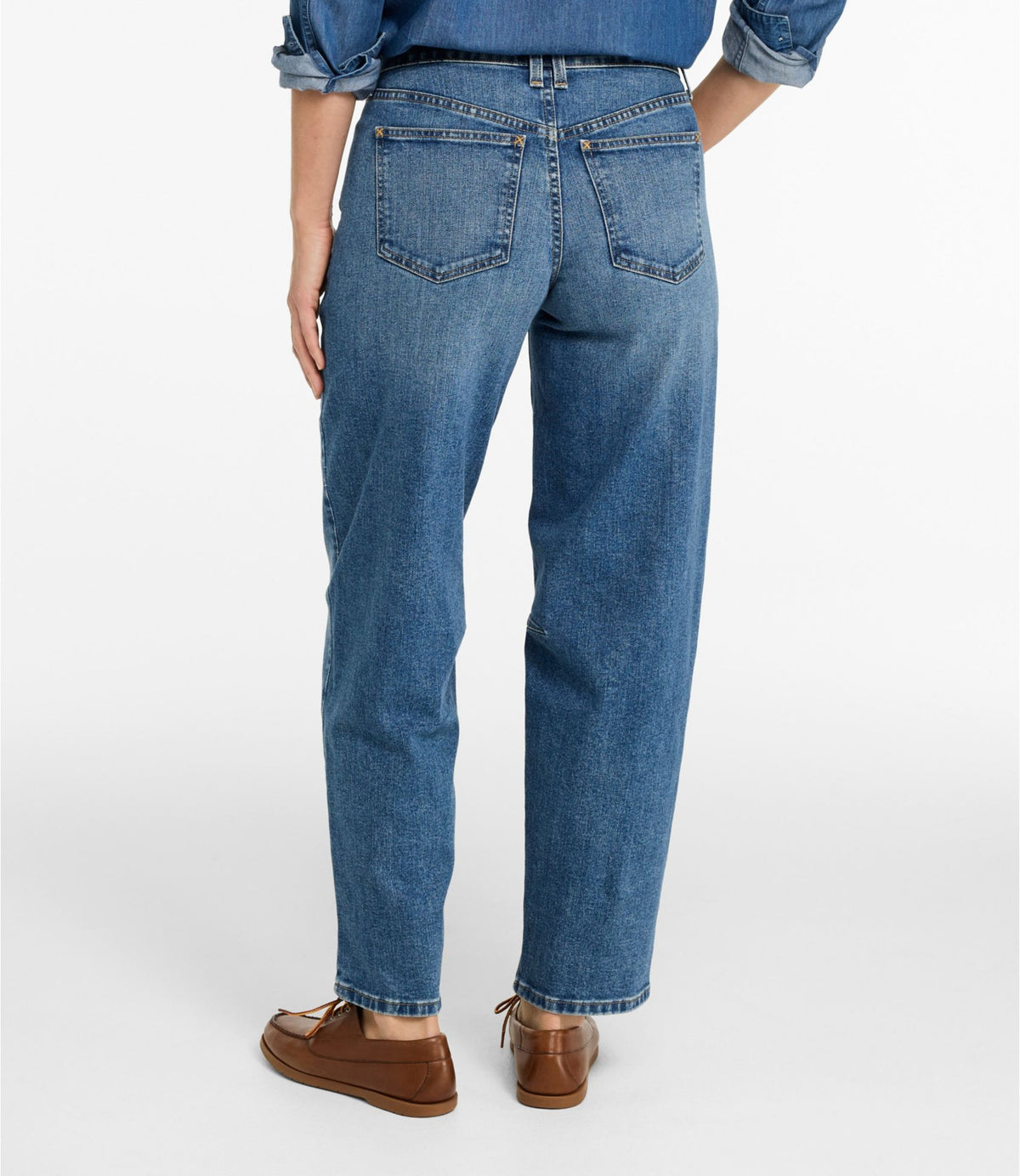 L.L.Bean Women's 207 Vintage Jeans, Mid-Rise Barrel-Leg Faded Indigo