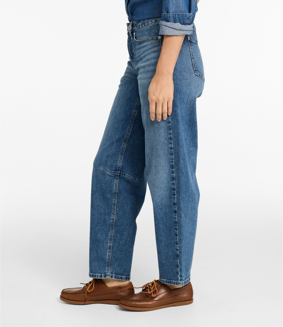 L.L.Bean Women's 207 Vintage Jeans, Mid-Rise Barrel-Leg Faded Indigo