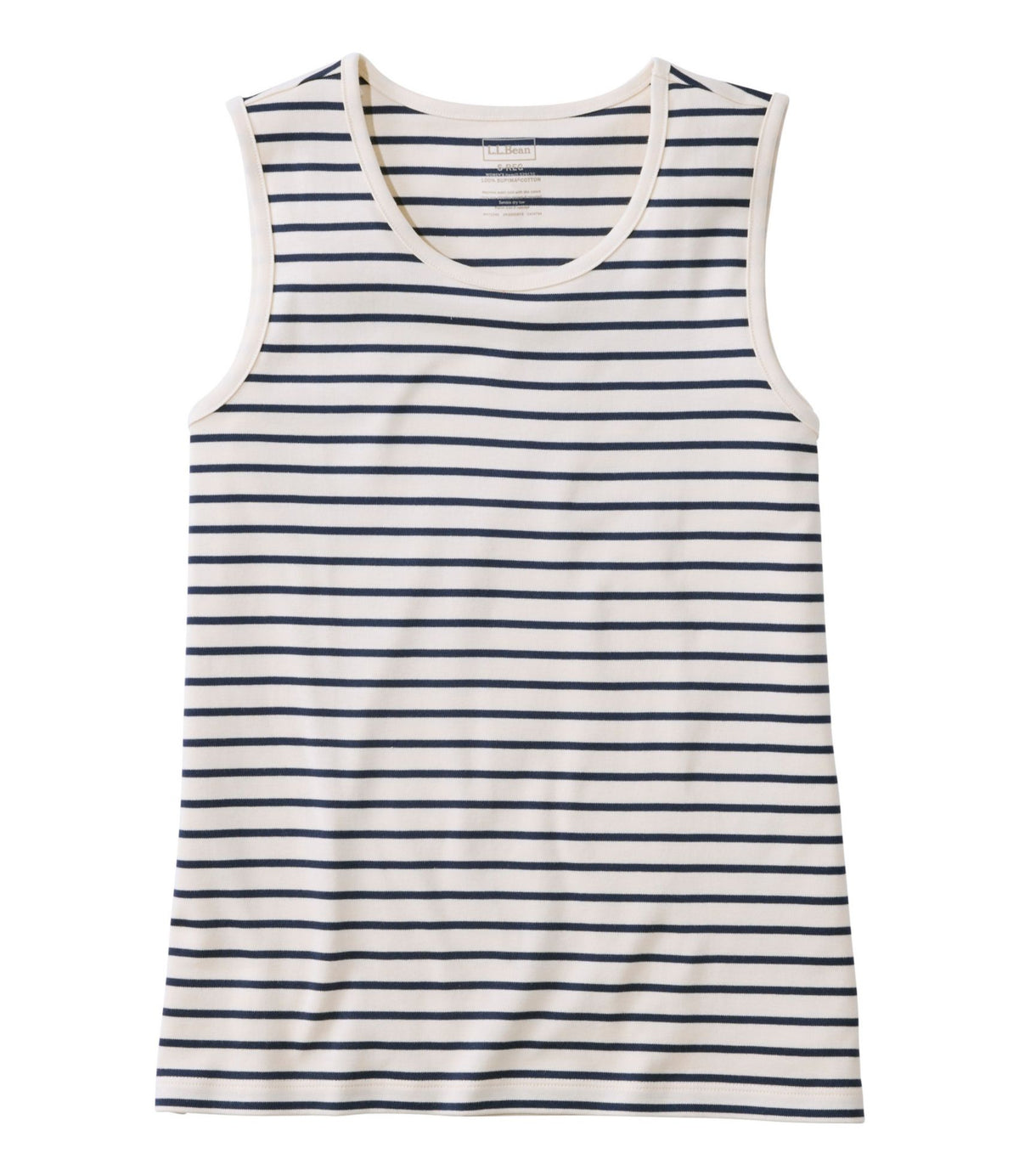 L.L.Bean Women's Pima Cotton Tee, Shell Stripe Cream/Raven Blue
