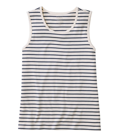L.L.Bean Women's Pima Cotton Tee, Shell Stripe Cream/Raven Blue
