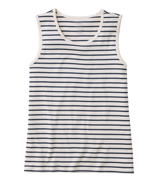 L.L.Bean Women's Pima Cotton Tee, Shell Stripe Cream/Raven Blue