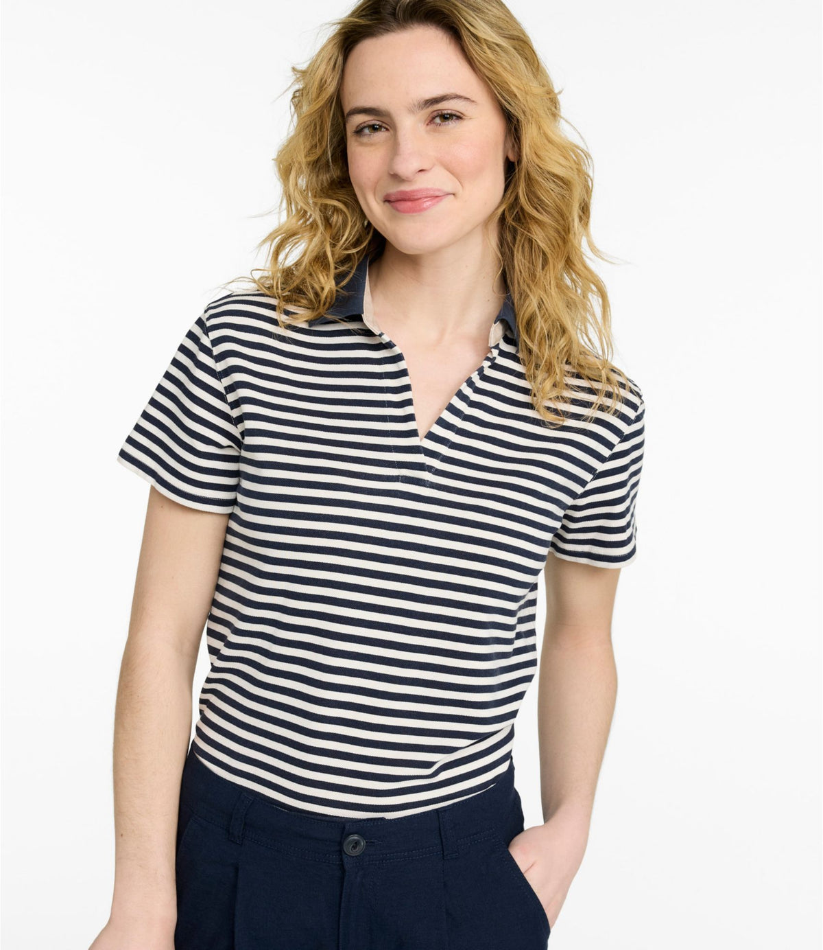 L.L.Bean Women's Casco Bay Polo, Short-Sleeve Stripe