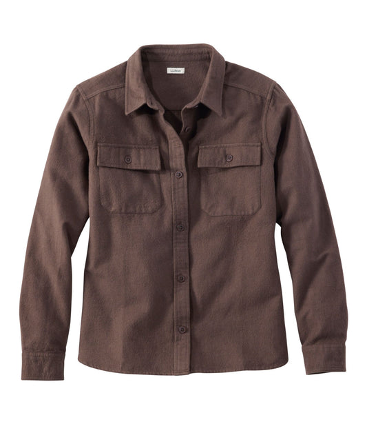 L.L.Bean Women's Vintage Chamois Shirt Deepest Brown Heather