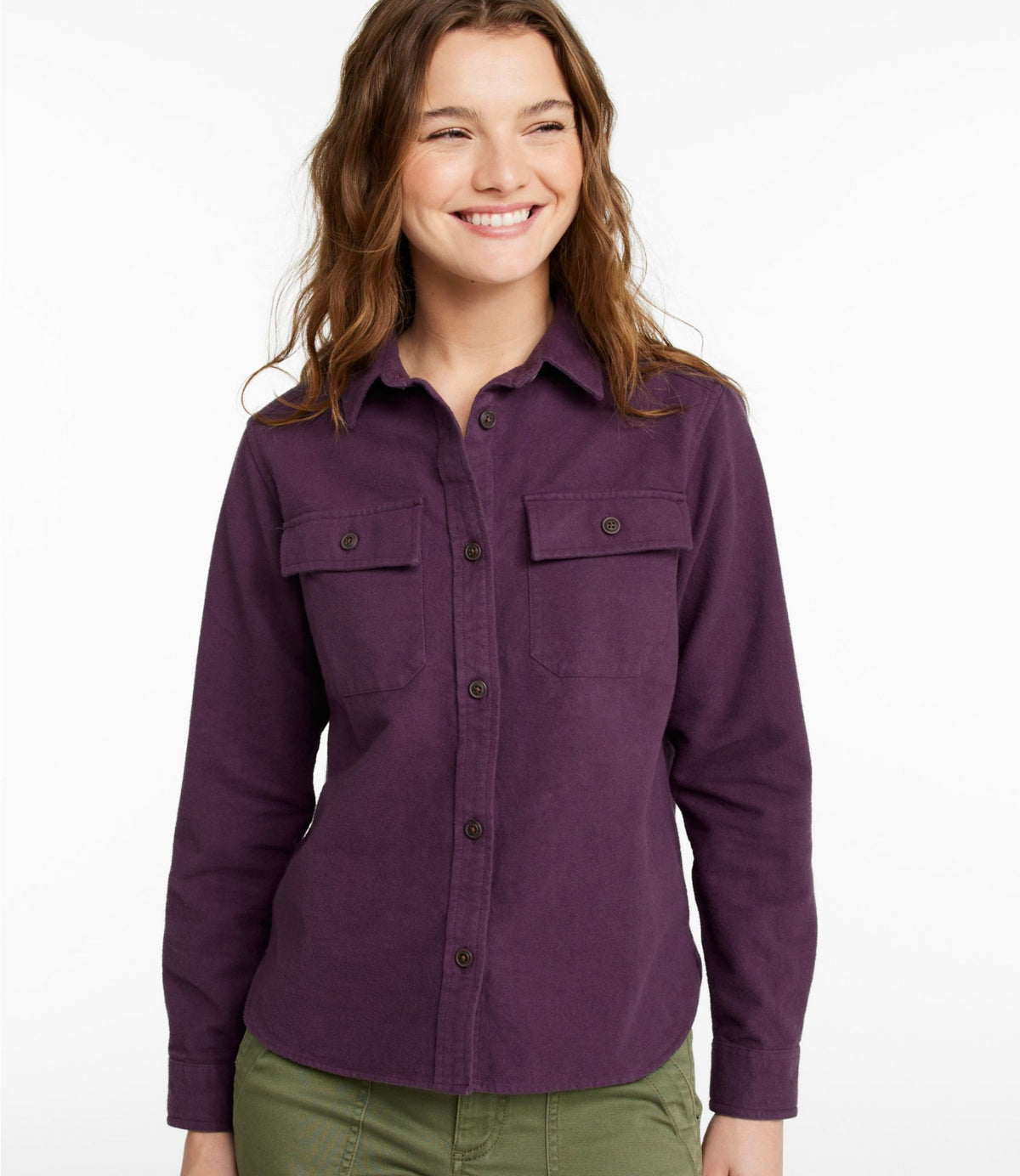 L.L.Bean Women's Vintage Chamois Shirt Deepest Brown Heather