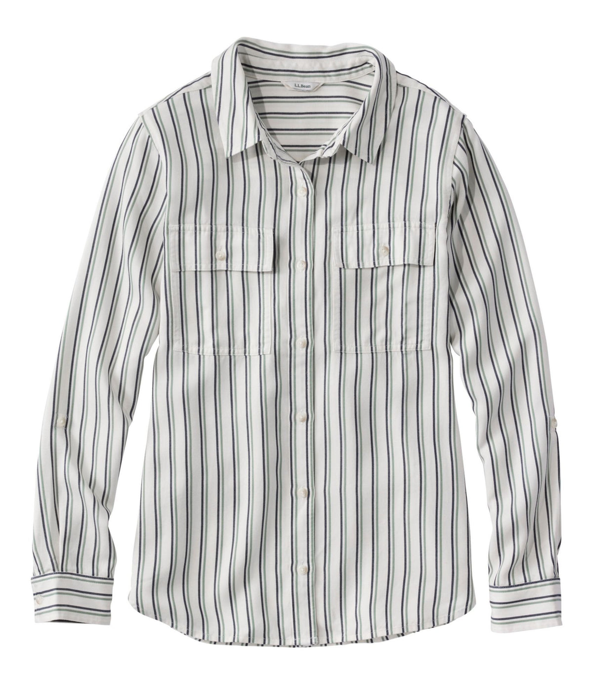 L.L.Bean Women's Soft-Washed Utility Shirt Bone Stripe