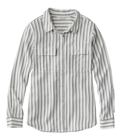 L.L.Bean Women's Soft-Washed Utility Shirt Bone Stripe