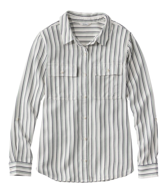 L.L.Bean Women's Soft-Washed Utility Shirt Bone Stripe