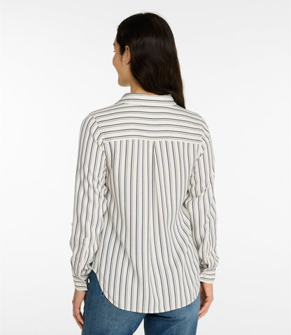 L.L.Bean Women's Soft-Washed Utility Shirt Bone Stripe