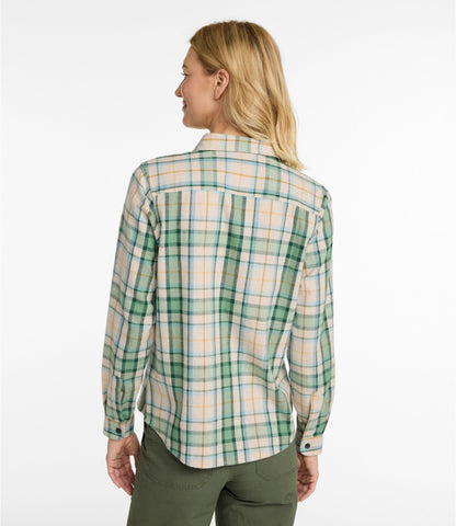 L.L.Bean Women's Scotch Plaid Flannel Shirt, Relaxed Bean of Freeport Green
