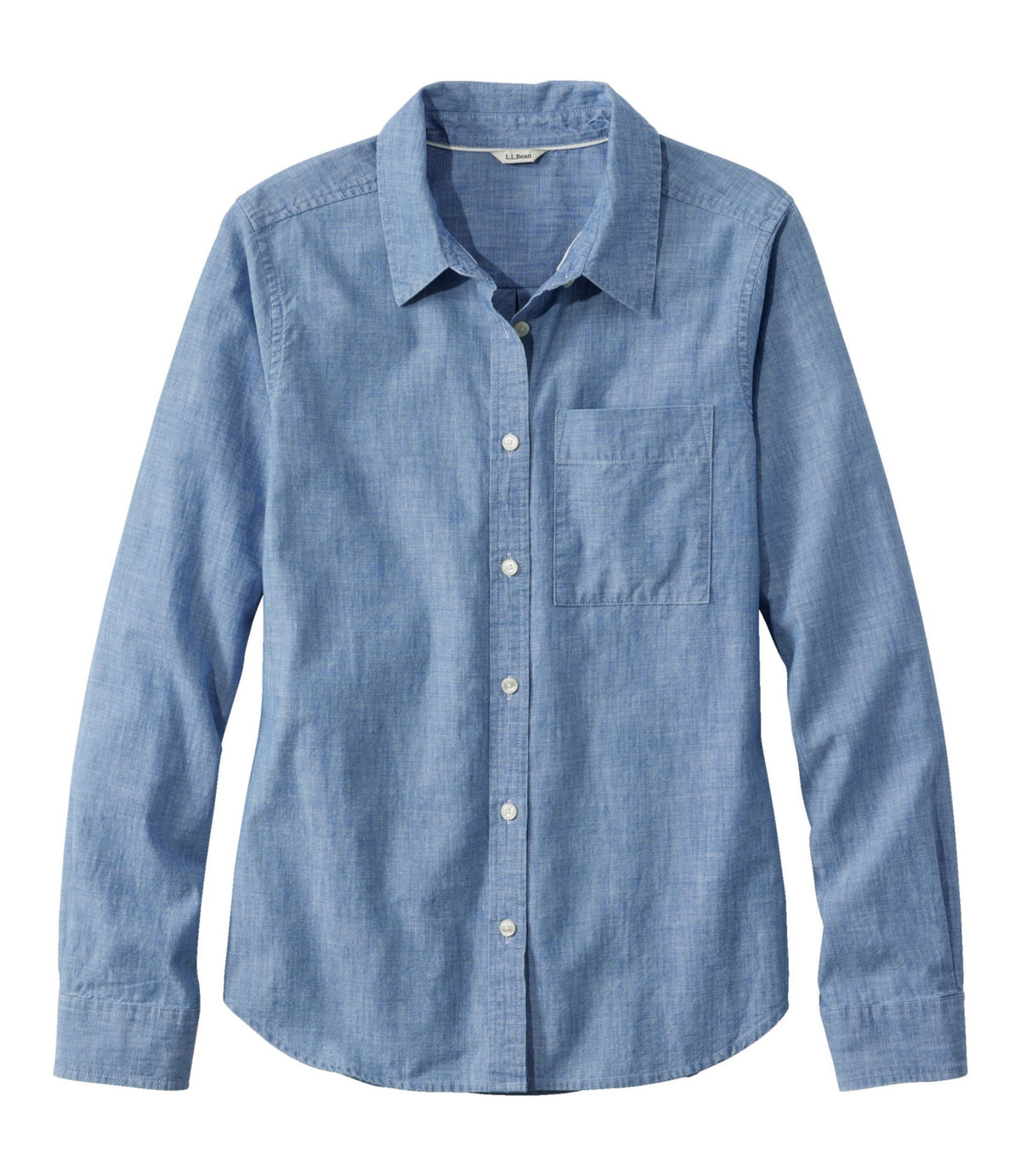 L.L.Bean Women's Essential Cotton Shirt, Chambray Long Sleeve Clean Indigo