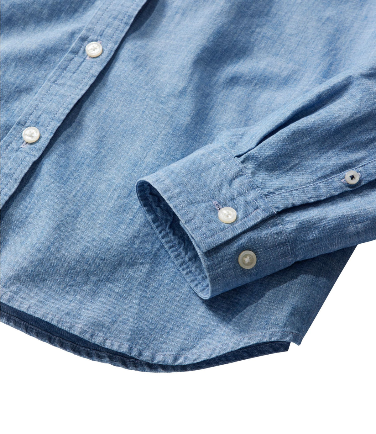 L.L.Bean Women's Essential Cotton Shirt, Chambray Long Sleeve Clean Indigo