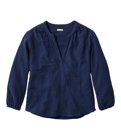 L.L.Bean Women's Cloud Gauze Shirt, Splitneck Popover Dark Salmon