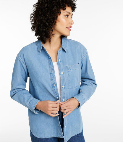 L.L.Bean Women's L.L.Bean Denim Boyfriend Shirt Light Indigo