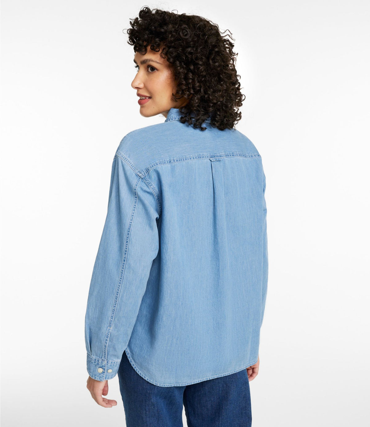 L.L.Bean Women's L.L.Bean Denim Boyfriend Shirt Light Indigo