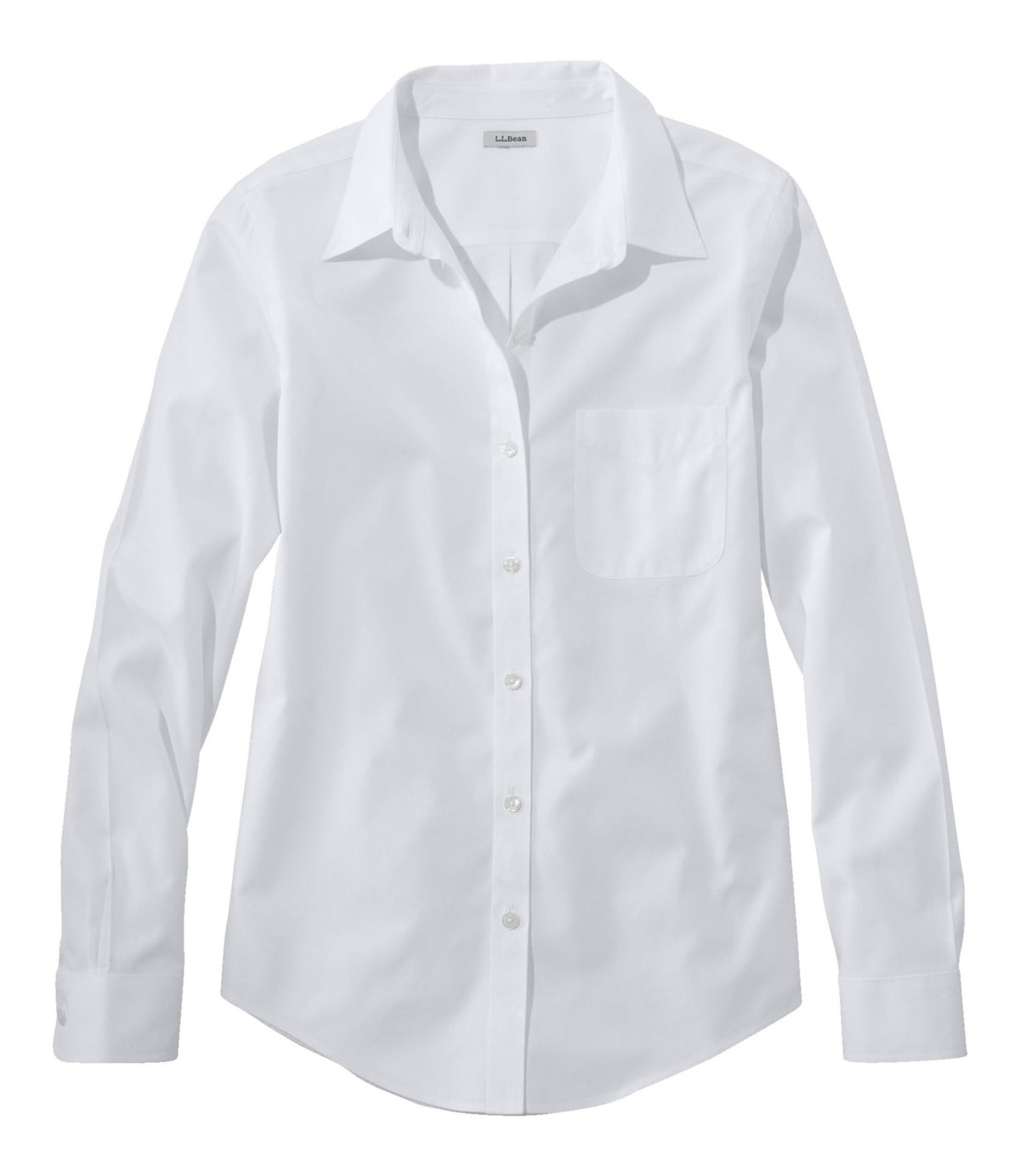 L.L.Bean Women's Wrinkle-Free Pinpoint Oxford Shirt, Long-Sleeve Relaxed Fit White
