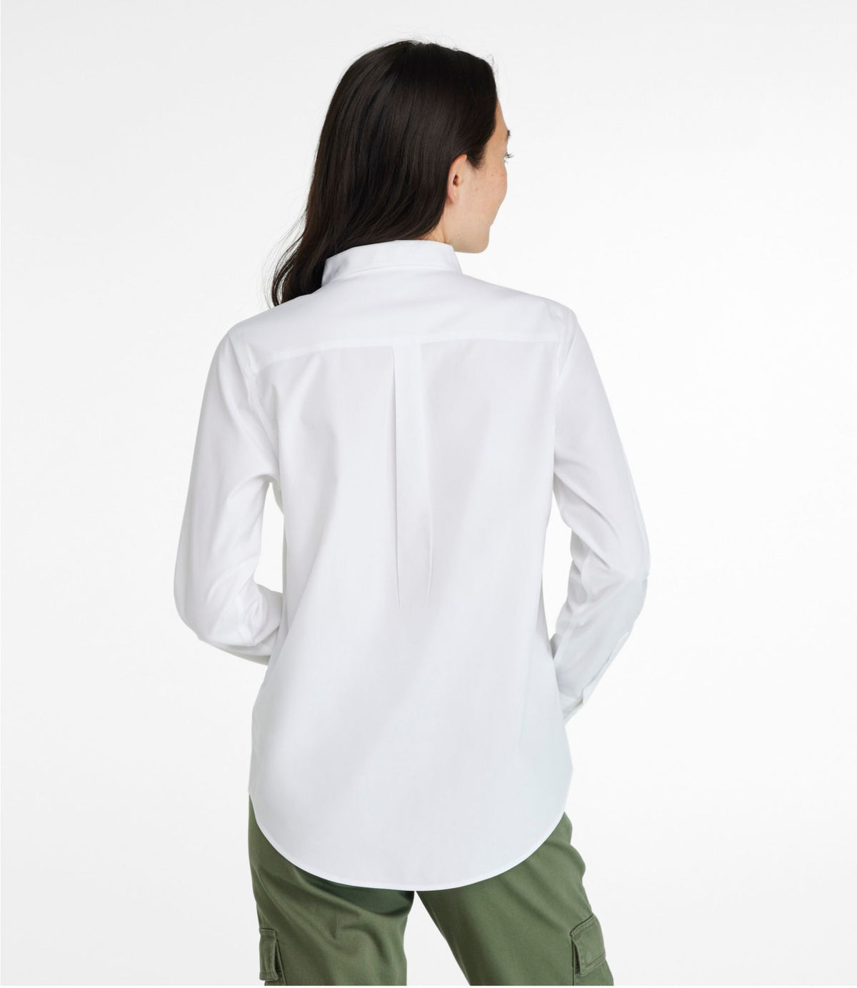 L.L.Bean Women's Wrinkle-Free Pinpoint Oxford Shirt, Long-Sleeve Relaxed Fit White
