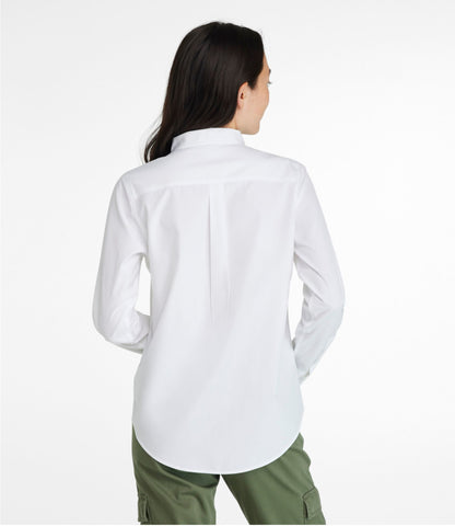 L.L.Bean Women's Wrinkle-Free Pinpoint Oxford Shirt, Long-Sleeve Relaxed Fit White