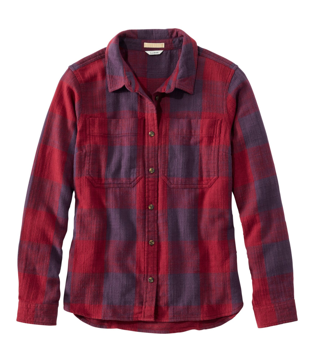 L.L.Bean Women's 1912 Field Flannel Shirt Bordeaux Buffalo