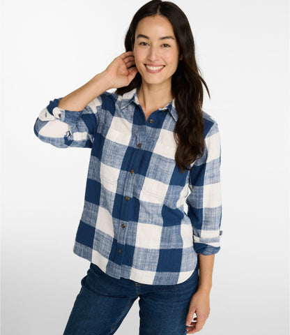 L.L.Bean Women's 1912 Field Flannel Shirt Bordeaux Buffalo