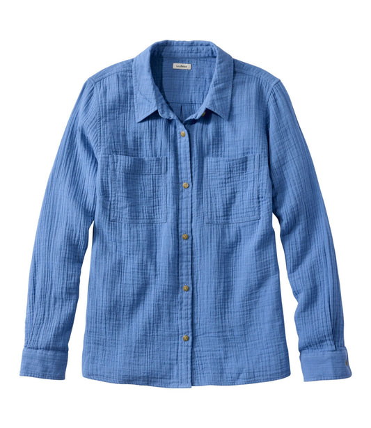 L.L.Bean Women's Cloud Gauze Shirt, Long-Sleeve Deep Lake