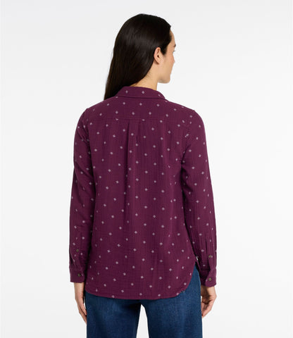 L.L.Bean Women's Cloud Gauze Shirt, Long-Sleeve Deep Lake