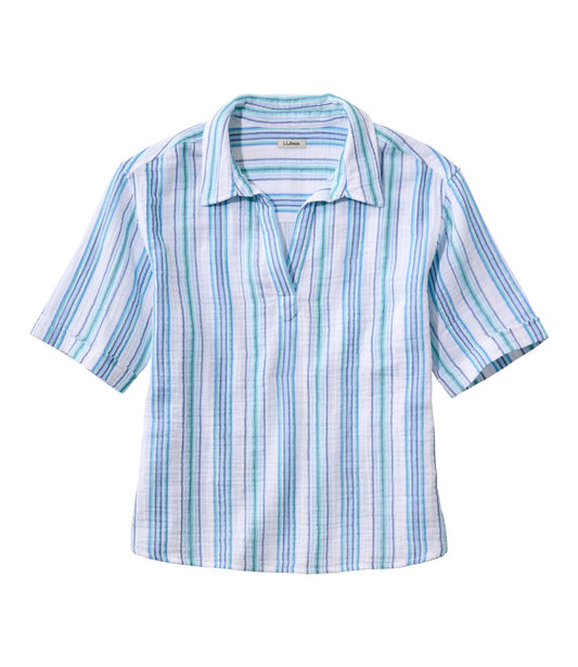 L.L.Bean Women's Cloud Gauze Shirt, Polo Dark Cinder