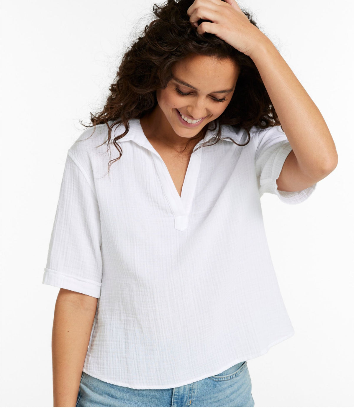 L.L.Bean Women's Cloud Gauze Shirt, Polo Dark Cinder