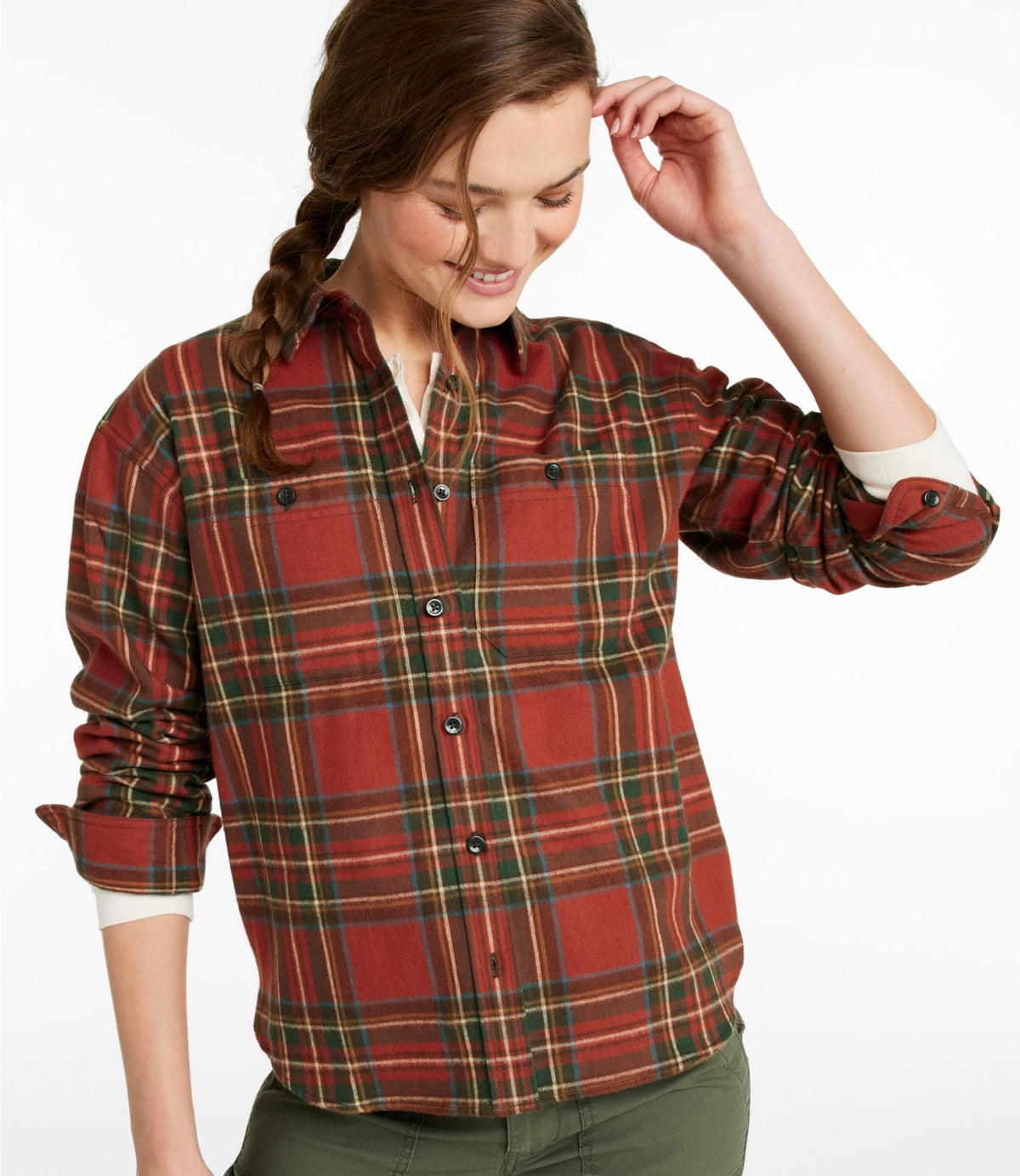 L.L.Bean Women's Scotch Plaid Flannel Shirt, Boyfriend Antique Royal Stewart