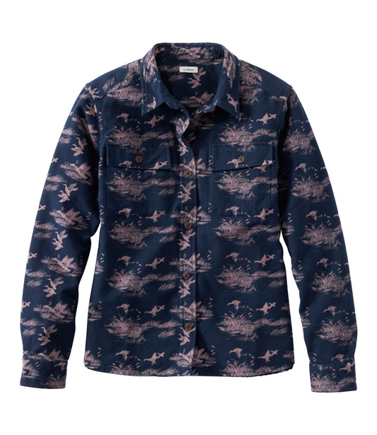 L.L.Bean Women's Vintage Chamois Shirt Novelty Classic Navy Ducks