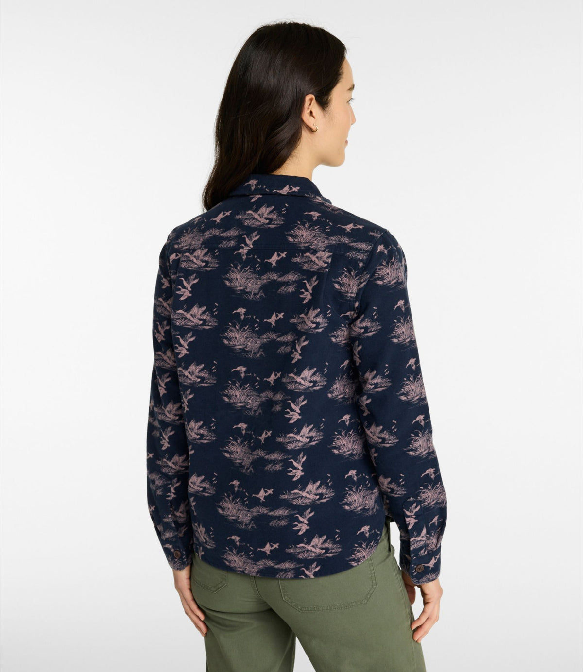 L.L.Bean Women's Vintage Chamois Shirt Novelty Classic Navy Ducks