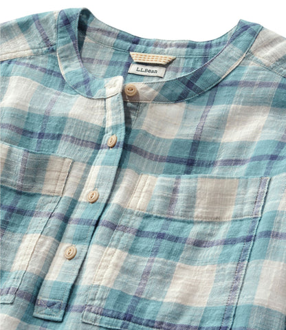 L.L.Bean Women's L.L.Bean Day Breeze Shirt, Long-Sleeve Collarless Carbon Navy