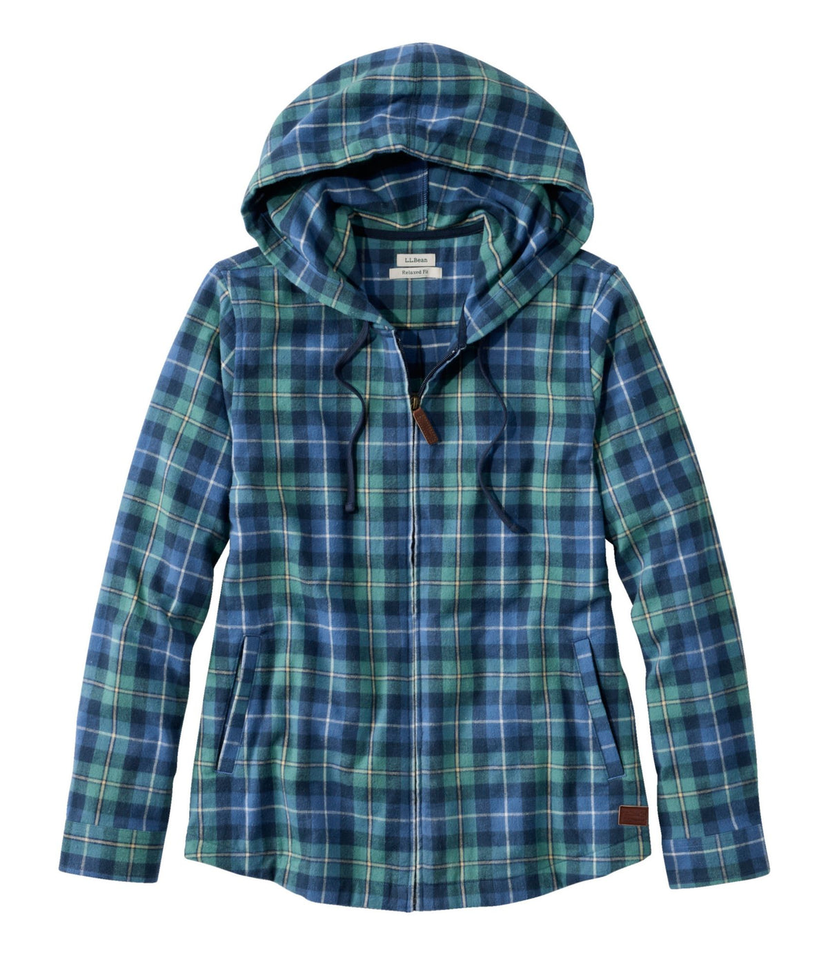 L.L.Bean Women's Scotch Plaid Flannel Shirt, Relaxed Zip Hoodie Washed MacNeil