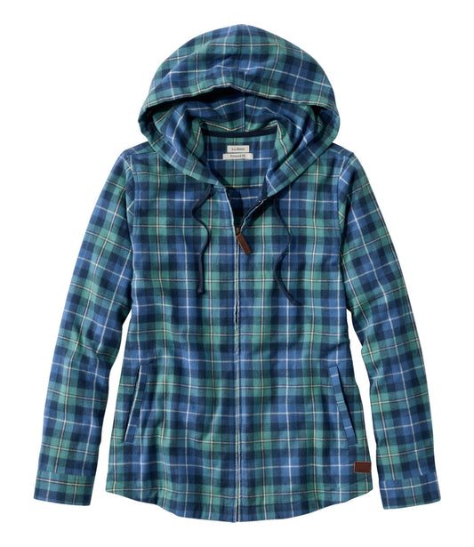 L.L.Bean Women's Scotch Plaid Flannel Shirt, Relaxed Zip Hoodie Washed MacNeil