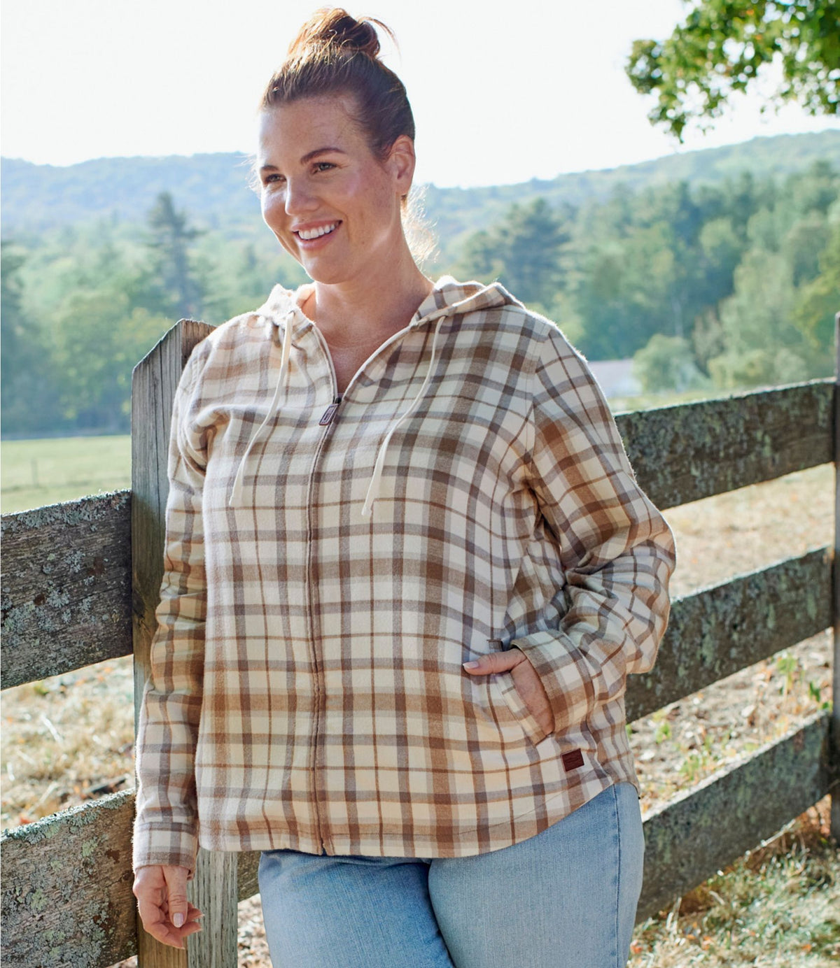 L.L.Bean Women's Scotch Plaid Flannel Shirt, Relaxed Zip Hoodie Washed MacNeil