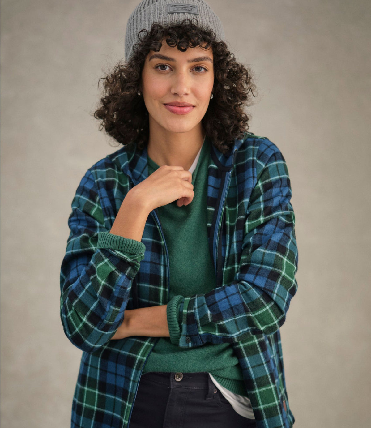 L.L.Bean Women's Scotch Plaid Flannel Shirt, Relaxed Zip Hoodie Washed MacNeil