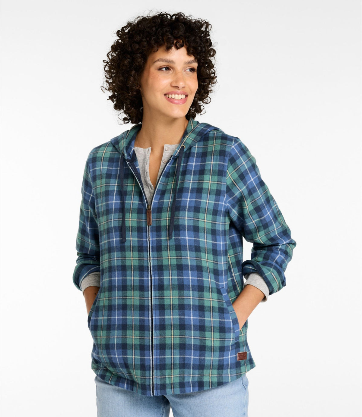 L.L.Bean Women's Scotch Plaid Flannel Shirt, Relaxed Zip Hoodie Washed MacNeil