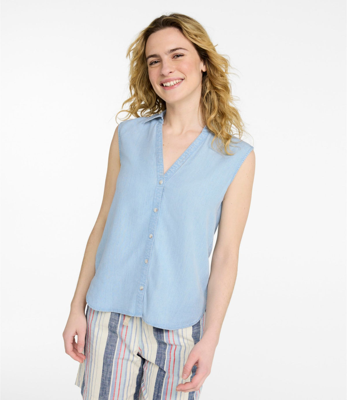 L.L.Bean Women's Soft-Washed Sleeveless Shirt Dark Salmon