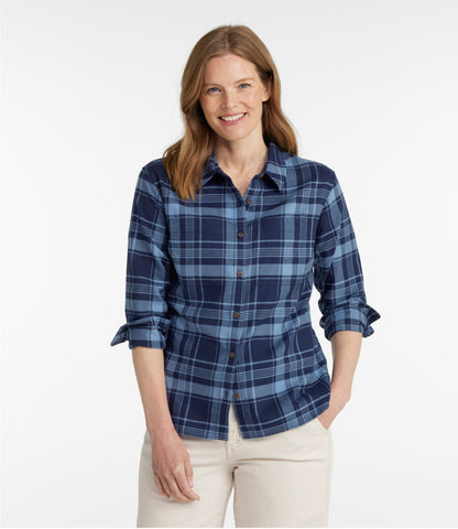 L.L.Bean Women's Whisperweight Flannel Shirt, Button-Down Chalk Blue