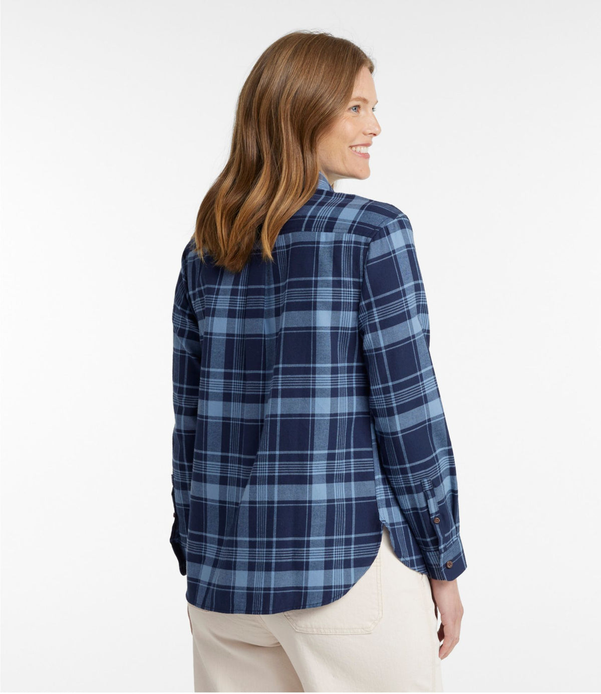 L.L.Bean Women's Whisperweight Flannel Shirt, Button-Down Chalk Blue