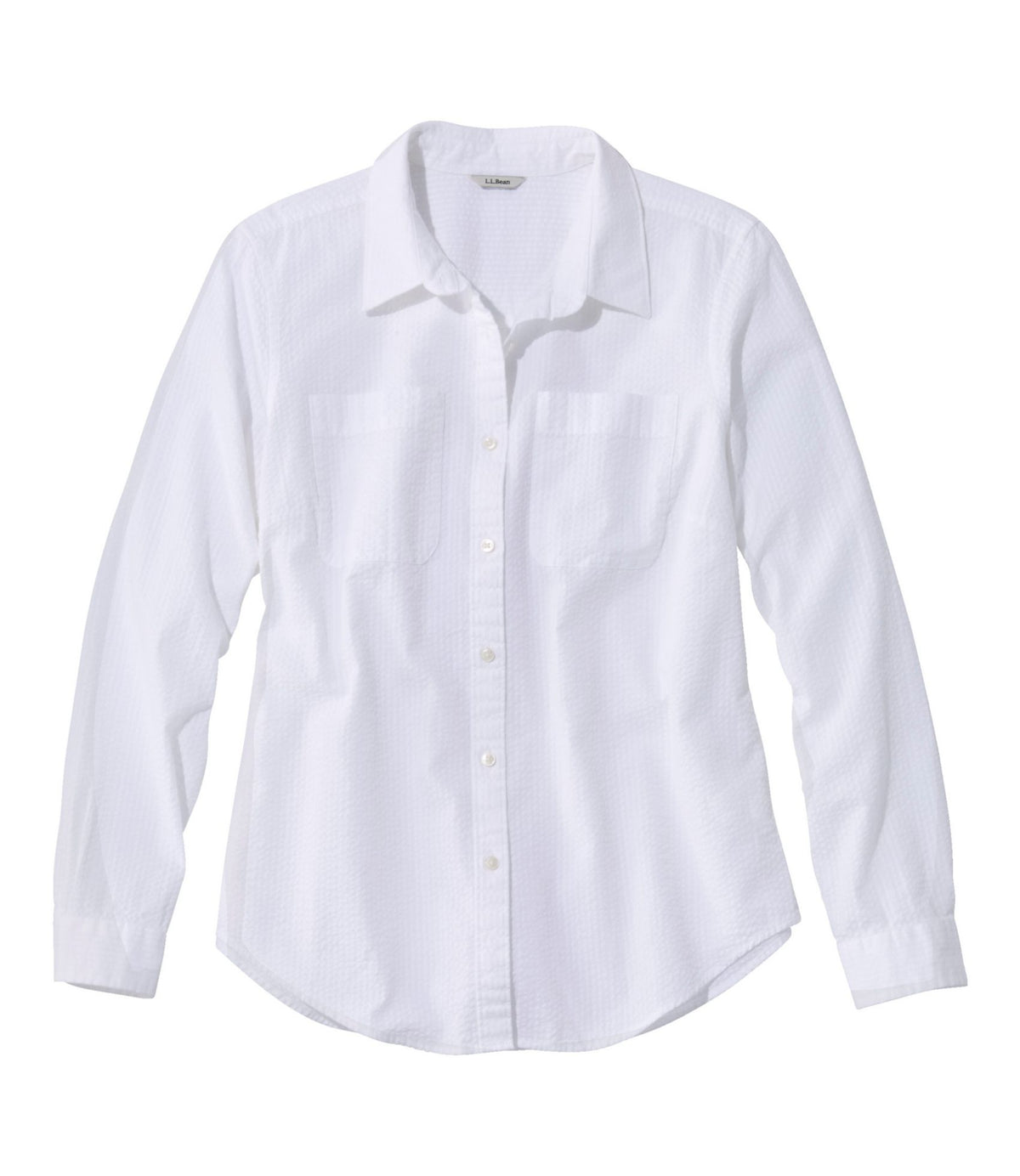 L.L.Bean Women's Vacationland Seersucker Shirt, Long-Sleeve White
