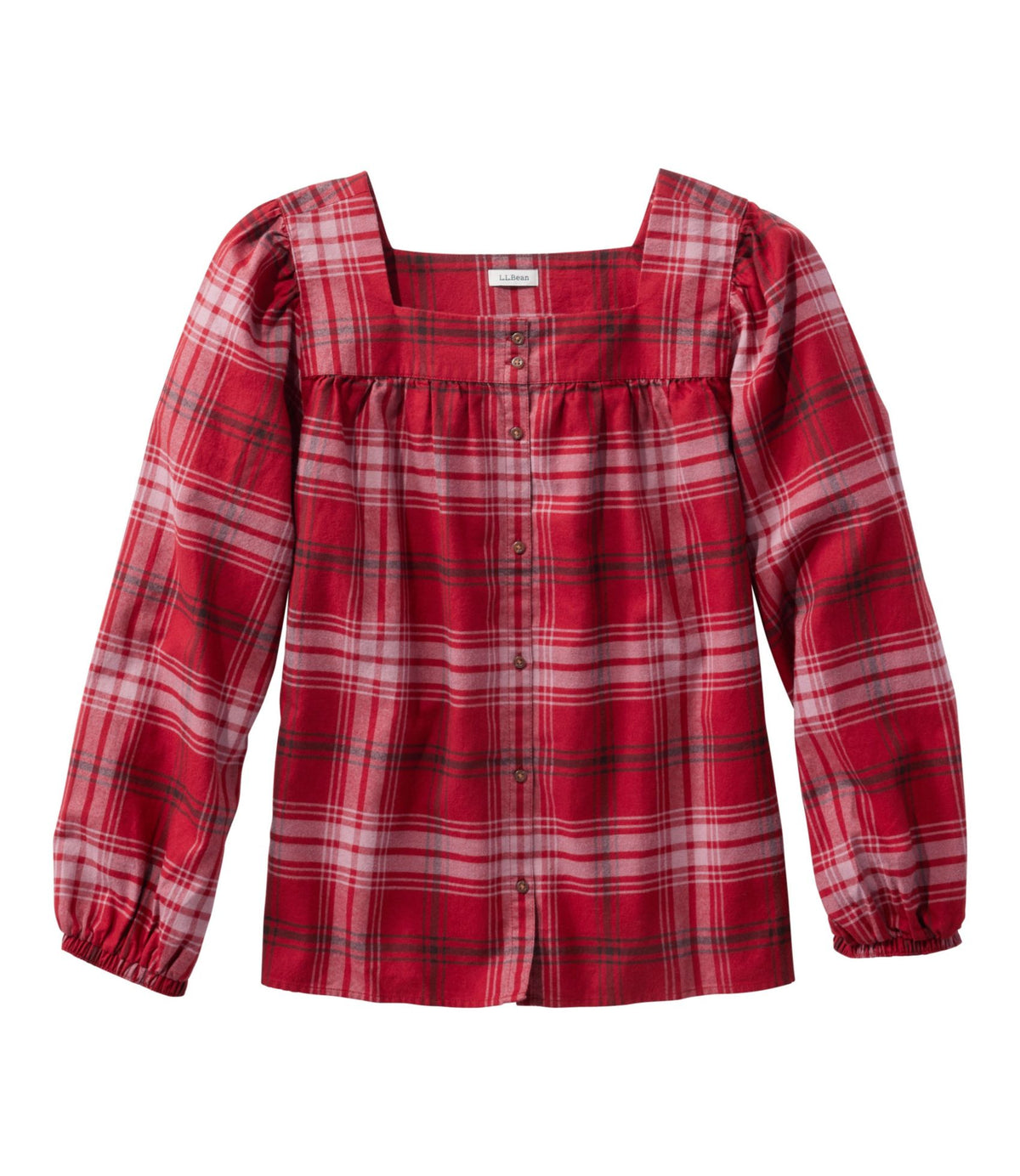 L.L.Bean Women's Whisperweight Flannel Shirt, Squareneck Rustic Red