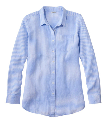 L.L.Bean Women's Premium Washable Linen Shirt, Tunic Stripe