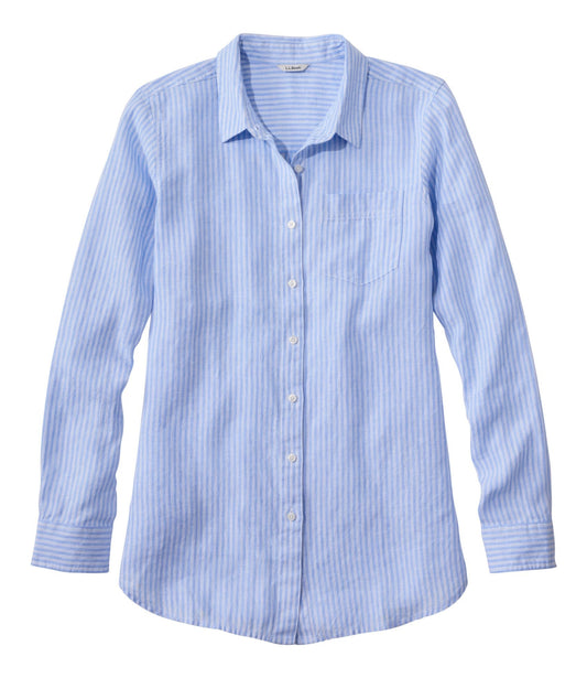 L.L.Bean Women's Premium Washable Linen Shirt, Tunic Stripe