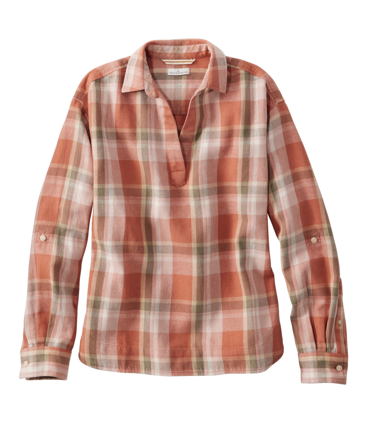 L.L.Bean Women's Signature Relaxed Hemp-Blend Popover Shirt Faded Cayenne