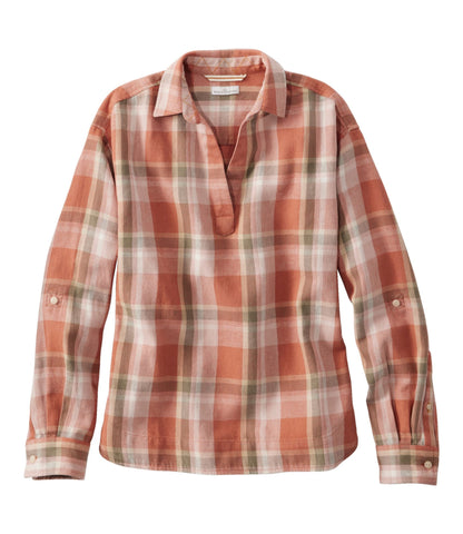 L.L.Bean Women's Signature Relaxed Hemp-Blend Popover Shirt Faded Cayenne