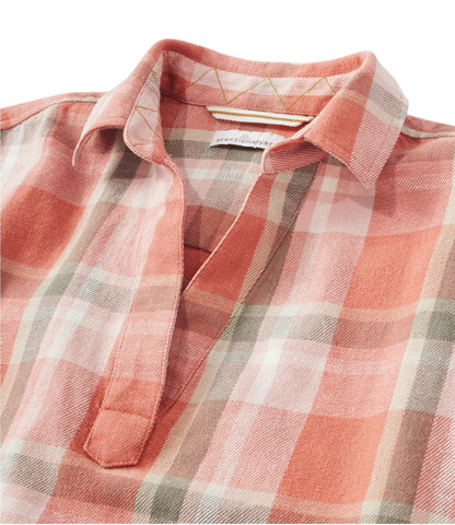 L.L.Bean Women's Signature Relaxed Hemp-Blend Popover Shirt Faded Cayenne