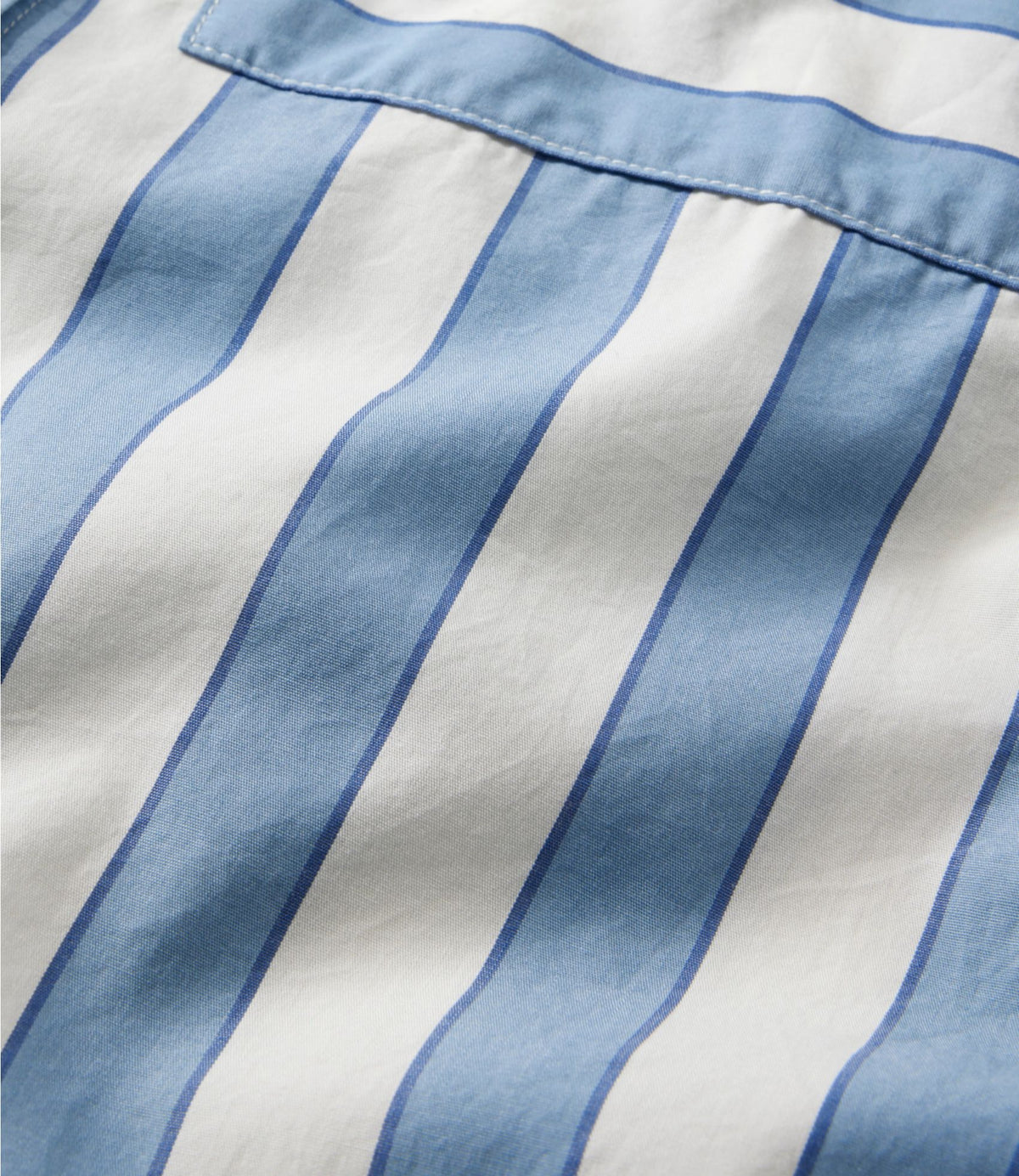 L.L.Bean Women's Signature Premium Essential Poplin Shirt, Long-Sleeve Novelty Stripe Baltic Blue/Sailcloth